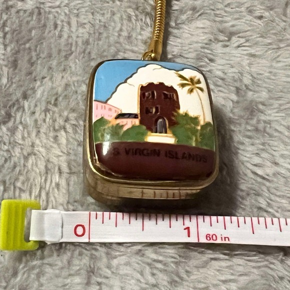 Japanese Sankyo Brass MusicBox Keychain US Virgin Islands Japan VINTAGE & Tested - Picture 3 of 9